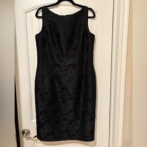 Frascara Couture Black Floral Jacquard Sheath Dress Size 12 |NWT